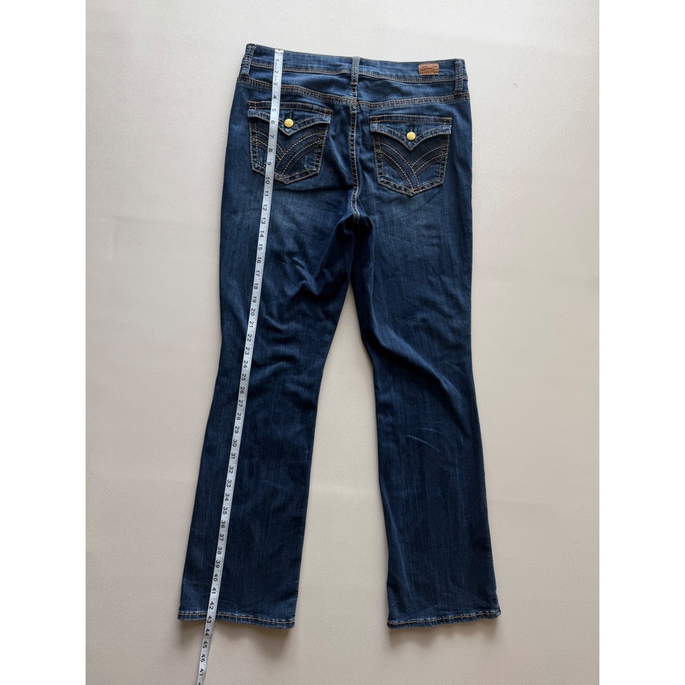 Seven7 Rocker Slim Boot Jeans Dark Wash Flap Pocket Denim Womens Size 10 - Picture 8 of 11